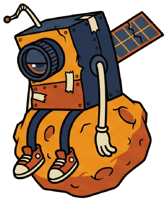 Surplus 7 sitting on a small asteroid between missions